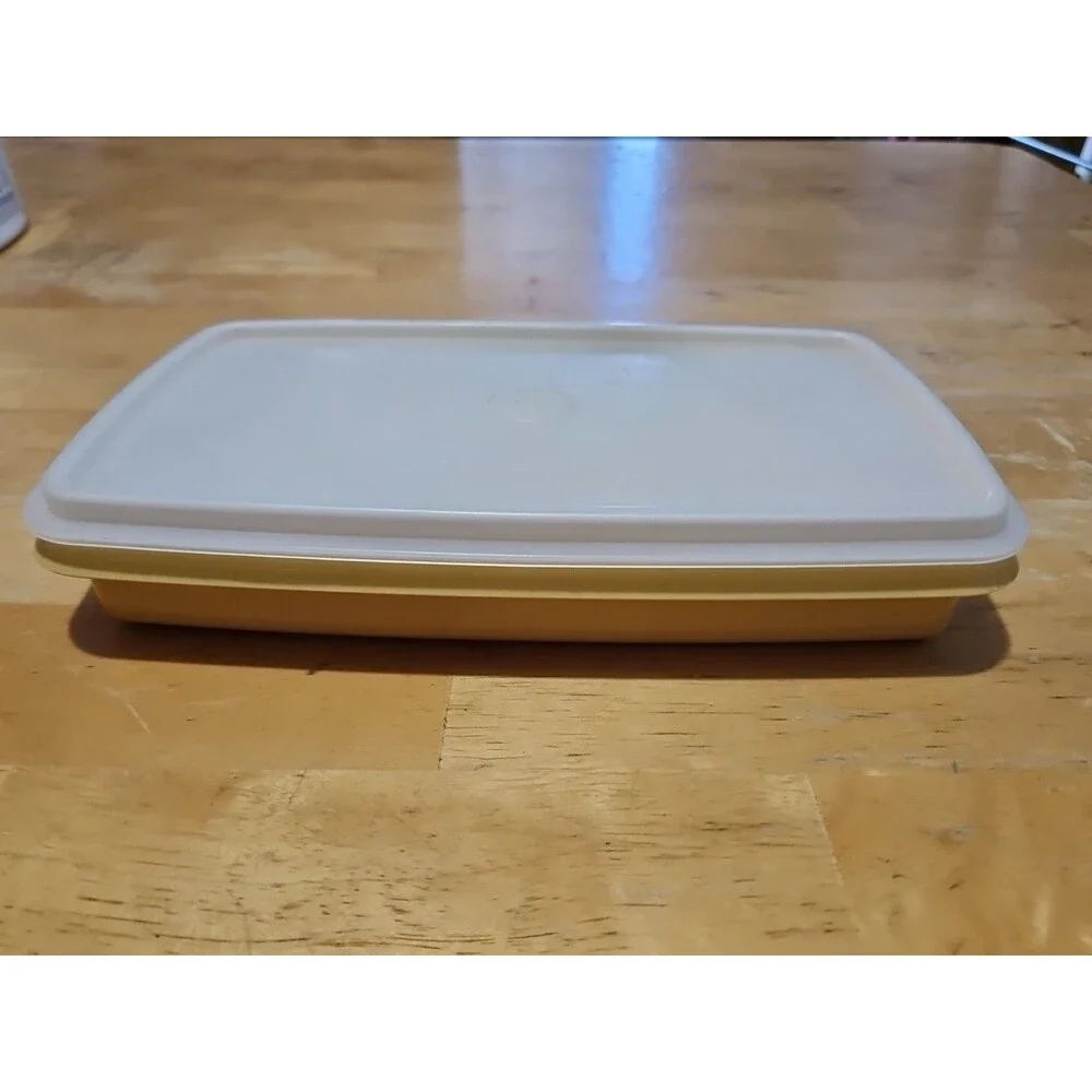 Vintage Tupperware Deli Meat Cheese Keeper Harvest Gold 816 W Sheer Lid 817 EUC